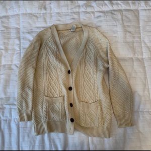 Oversized cream knit cardigan